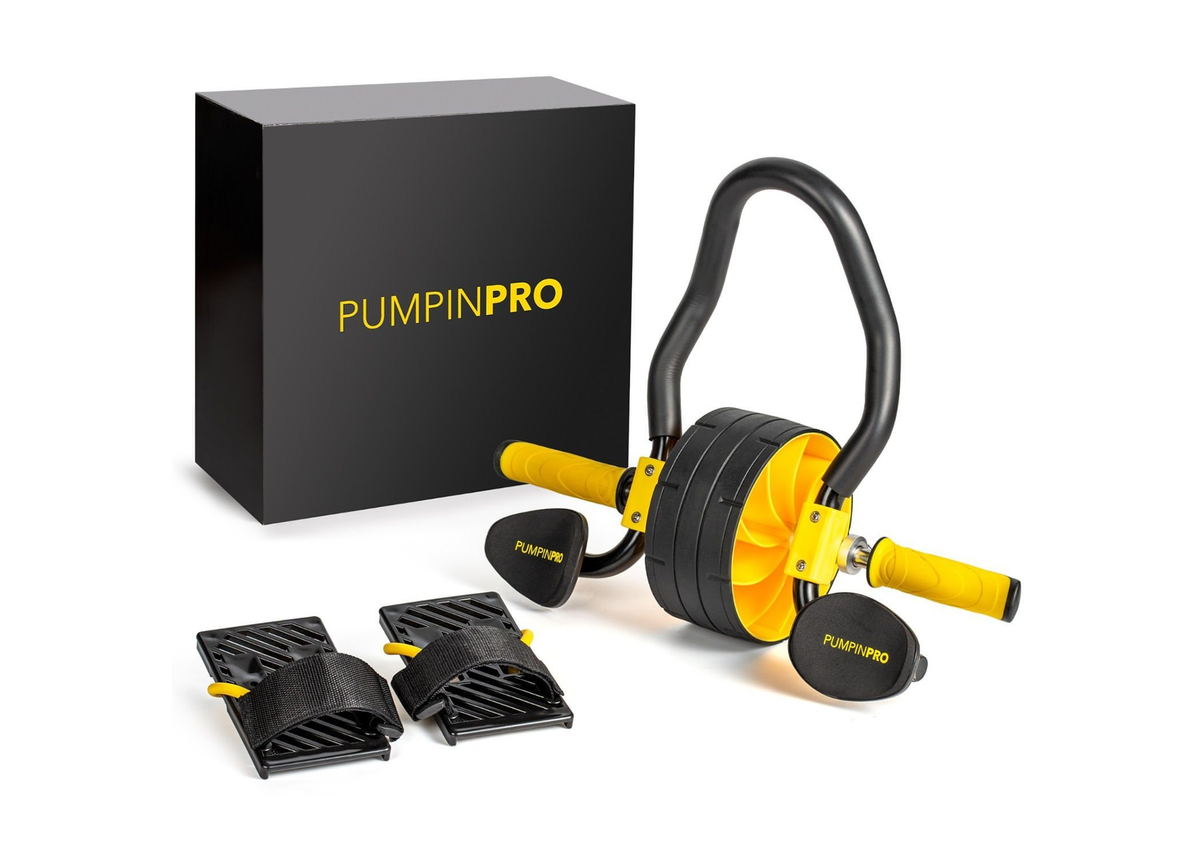 PumpinPro - Advanced Ab Roller System: 12-in-1 Workout Device with Detachable Elbow Support for Optimal Performance